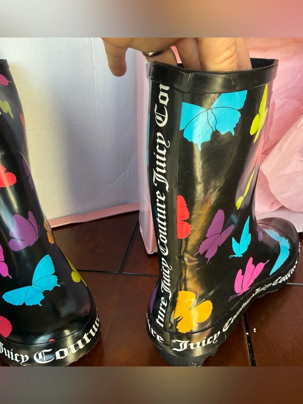NEW JUICY COUTURE Colorful Butterfly Rain boots - Size 9
